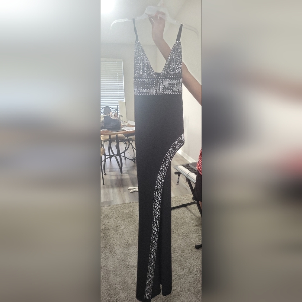 Elegant Black and White Geometric Dress
